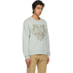 Áo sweater Kenzo màu xanh lá nhạt thêu đầu hổ size XL 729289