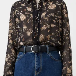 Áo sơ mi Mango Floral Flowy màu đen size S 592842
