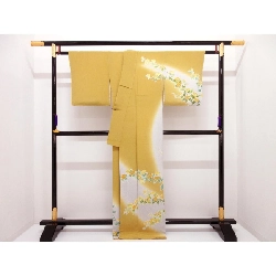 Kimono thăm viếng Chirimén với họa tiết vàng Yūzen - Hàng hiệu Authentic 877572