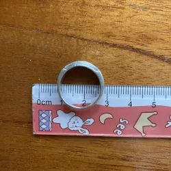 Nhẫn bạc mộc 925 dày khảm lam 975847