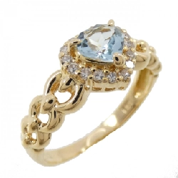 Nhẫn Aquamarine K18YG hình trái tim