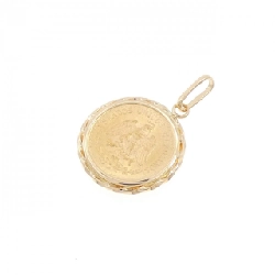 K18YG(枠) Đồng xu Mặt dây chuyền - Hàng hiệu Authentic