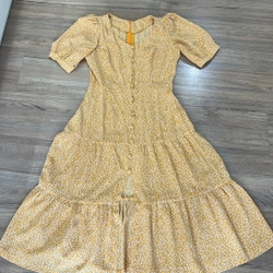 Váy xoè mát trẻ đẹp, dáng dài, sz S,M 46-49kg. Hoa nhí màu vàng 506114