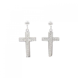 K18WG Bông tai kim cương chéo 0.44CT - Hàng hiệu Chính hãng