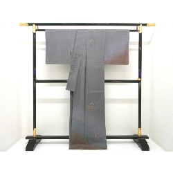 Áo dài thăm viếng đơn lớp, vải Tsumugi Aoyuki, thêu họa tiết, kích thước 3L - Hàng hiệu Authentic 875287