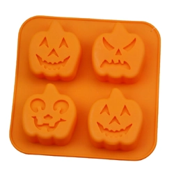 Khuôn silicon làm bánh, rau câu, socola 4 hình Halloween bí ngô – Mã số 1364 222849