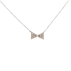 K18PG Dây chuyền kim cương hình ruy băng 0.10CT - Hàng hiệu Chính hãng