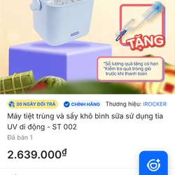 Máy tiệt trùng bình sữa mini chính hãng Irocker 363476