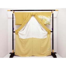 Kimono thăm viếng Chirimén với họa tiết vàng Yūzen - Hàng hiệu Authentic 877572