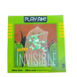 Bao cao su PlayAh Siêu Mỏng Super Invisible độ rộng 52mm Hộp 3 Cái 178717