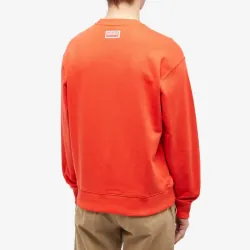Áo sweater Kenzo thêu đầu hổ logo chữ lớn màu cam đỏ 757811