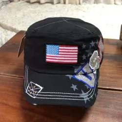 Nón kiểu chóp vuông đen hoạ tiêt thêu tay - xuất khẩu xịn - ship ngẫu nhiên. 520078