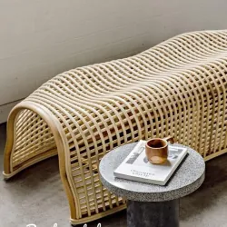 Ghế băng mây uốn caro 570040