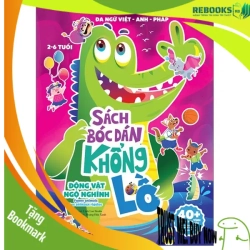 (TẶNG BOOKMARK) Sách Bóc dán khổng lồ - Động vật ngộ nghĩnh - Đa ngữ Việt - Anh - Pháp - 40+ miếng dán vĩnh cửu. - Sách Mẹ và bé