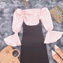 Đầm lụa tơ óng phối cotton 797018