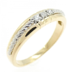 Nhẫn kim cương ba viên K18YG/K18WG 0.06CT - Hàng hiệu Authentic