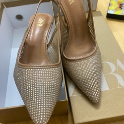 Guốc cao gót Zara đính đá size 39 mới đi 1 lần 180401