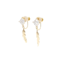 K18YG Feather Cubic Earring - Hàng hiệu Authentic 873072