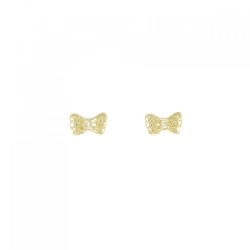 K18YG Bông tai kim cương hình ruy băng - Hàng hiệu Chính hãng