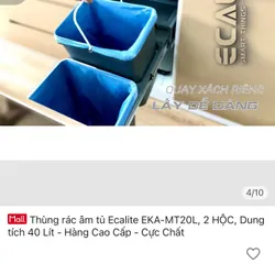 Thùng rác âm tủ Ecalite EKA-MT20L, 2 HỘC, Dung tích 40 Lít - Hàng Cao Cấp - Cực Chất 706666