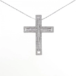 K18WG Dây chuyền kim cương chéo 2.125CT - Hàng hiệu Chính hãng