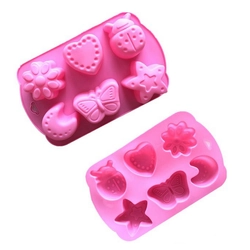 Khuôn silicon làm bánh, rau câu 6 hình trăng, sao, bươm bướm, cánh cam, trái tim – 1266 341781
