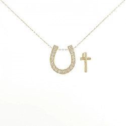 K18YG 2WAY Móng ngựa × Đan chéo Dây chuyền kim cương 0.20CT - Hàng hiệu Chính hãng 861753