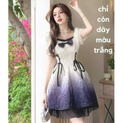 đầm loang màu tay bồng bo chun, phong cách công chúa lolita