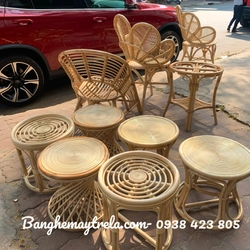 Bàn ghế đôn mây uống trà 500112