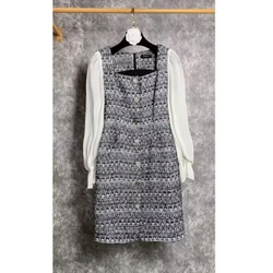 Đầm dạ tweed phối lụa siêu sang ảnh thật size M (S mặc được)