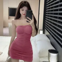 Đầm cotton Ôm Dáng Màu Sắc Trơn Trễ vai 786451