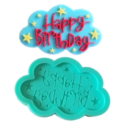 Khuôn silicon làm rau câu sinh nhật Happy Birthday ngôi sao, đám mây – Mã số 1201 338650
