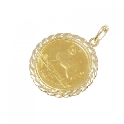 K18YG(枠) Mặt dây chuyền đồng xu - Hàng hiệu Authentic 861614