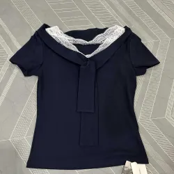 Áo thun NEWTAG nữ tính cổ ren hãng Seemon chất thun mềm mại 605686