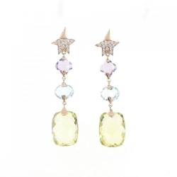 K18PG Ngôi sao Đá màu Bông tai - Hàng hiệu Chính hãng