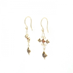 K18YG Bông tai Garnet - Hàng hiệu Chính hãng