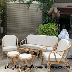 Bàn ghế mây phòng khách lưng V đơn giản 452327