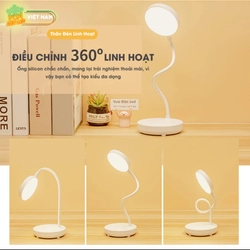 Đèn Học Để Bàn Tích Điện Chống Cận 3 Chế Độ Sáng Cảm Ứng Thông Minh- không kèm dây sạc 384244