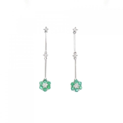 Bông tai hoa ngọc lục bảo PT900 0.32CT - Hàng hiệu chính hãng