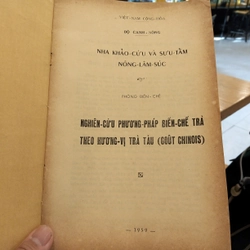 Sách xưa Nghiên cứu Biến chế Trà theo Hương vị trà Tàu Bộ Canh Nông (1959, cực quý hiếm) 552917