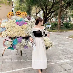 Đầm trễ vai dáng xoè size S, hàng mới, phom nhỏ 968789