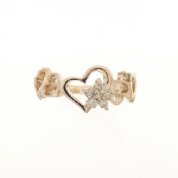 Nhẫn kim cương K10PG hình trái tim × hoa 0.07CT 670128