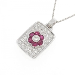 Dây chuyền ruby hoa K18WG 0.65CT - Hàng hiệu Authentic 858079