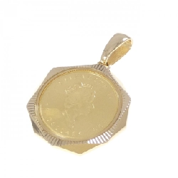 K18YG(枠) Mặt dây chuyền đồng xu - Hàng hiệu Authentic