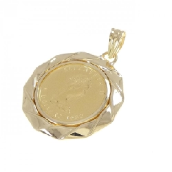 K18YG(枠) Đồng xu Mặt dây chuyền - Hàng hiệu Authentic