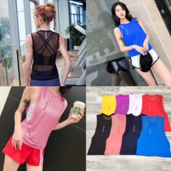 Áo tank yếm nữ tập Yoga, Zumba, Gym (Size L) - Màu đen 333980