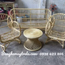 Sofa mây tự nhiên tay cuộn phòng khách 680026