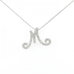 K18WG Chữ cái M Dây chuyền kim cương 0.26CT - Hàng hiệu Chính hãng