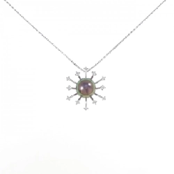 K18WG Ngọc trai đen dây chuyền 9mm - Hàng hiệu Chính hãng