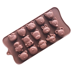 Khuôn silicon làm rau câu, socola 15 con ếch, gấu, heo, thỏ – Mã số 1257 338711